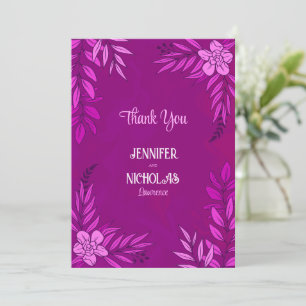 Carte De Remerciements Élégantes fleurs et feuilles ornementales pour mar