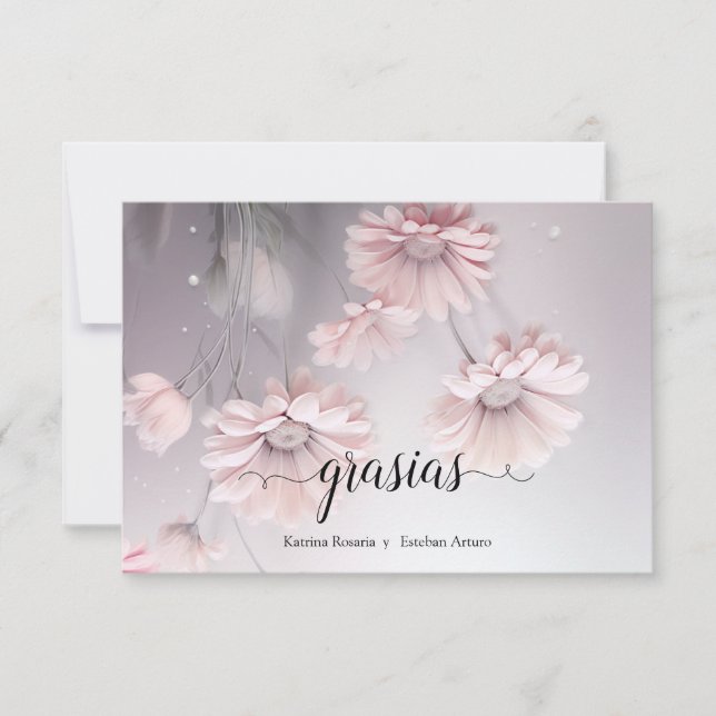 Carte De Remerciements Elegantes flores de margarita rosa (Devant)