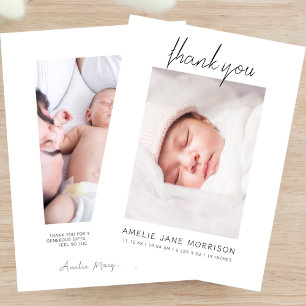 Carte De Remerciements Élégantes Photos de Naissance de Bébé au Style Mod