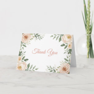 Carte De Remerciements Élégantes Roses de Jardin à l'Aquarelle Fleurs Ros