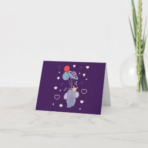 Carte De Remerciements Élément et Lapin Montgolfière spatiale Fantaisis