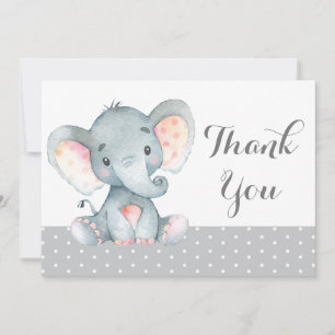 Carte De Remerciements Eléphant mignon Gris bébé