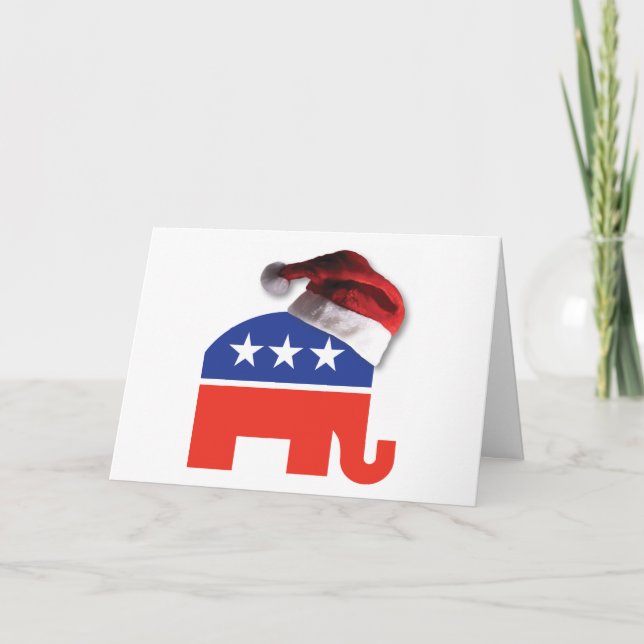 Carte De Remerciements Eléphant républicain portant un casquette du Père  (Devant)
