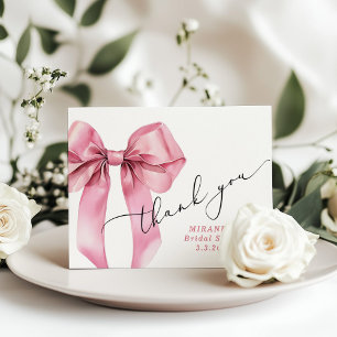 Carte De Remerciements Elle est en train de lier le noeud Pink Bow Bridal