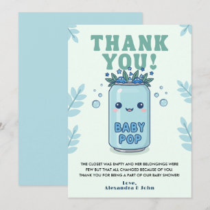 Carte De Remerciements Elle est prête à éclater Baby Shower Boho Bleu Kaw