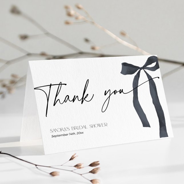 Carte De Remerciements Elle noue la Fête des mariées Goth Black Bow (Créateur téléchargé)
