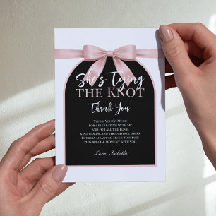 Carte De Remerciements Elle Noue le Nœud Palette Rose Arc