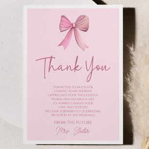 Carte De Remerciements Elle Noue Le Nœud Rose Rose Fête De Mariage
