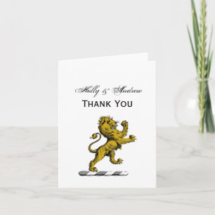 Carte De Remerciements Emblème C de crête permanente de lion héraldique