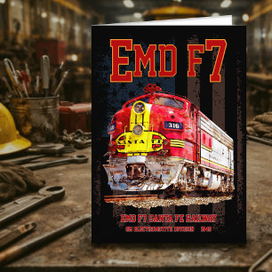 Carte De Remerciements EMD F7 Santa Fe Warbonnet avec drapeau américain.