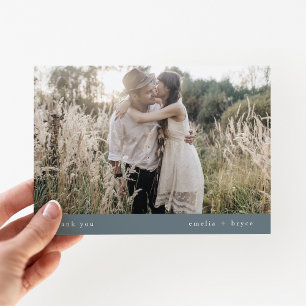 Carte De Remerciements EMELIA Flat Winter Simple Dusty Blue Photo Mariage