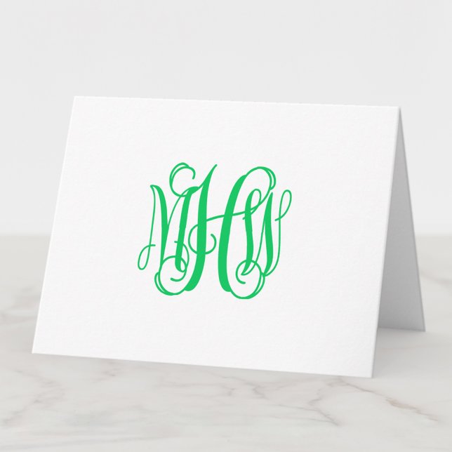 Carte De Remerciements Emerald 3 Initial Vine Script Monogramme do-it-you (Créateur téléchargé)
