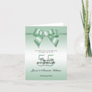 Carte De Remerciements Emerald Gem Bow & Ribbon 55e anniversaire de Maria