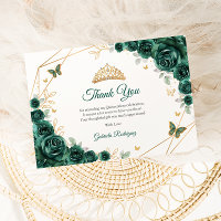 Emerald Gold Floral Quinceanera