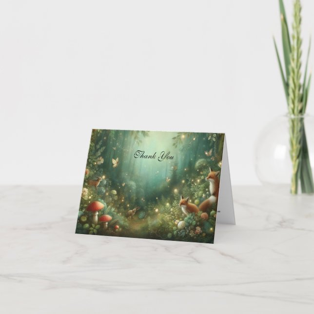 Carte De Remerciements Emerald Green Mariage forestier enchanté (Devant)