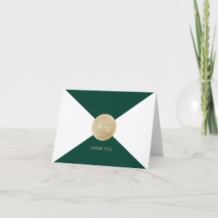 Carte De Remerciements Emerald green minimalist modern wedding thank you