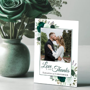 Carte De Remerciements Emerald Green Roses Love & Thanks Photo Mariage