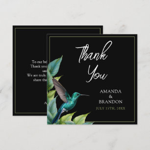 Carte De Remerciements Emerald Hummingbird Tropical Feuille Mariage