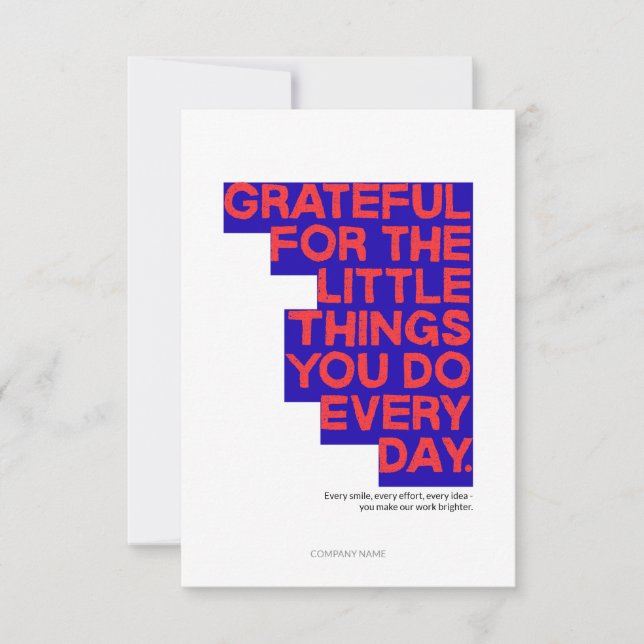 Carte De Remerciements Employee Staff Thank You Appreciation Card (Devant)