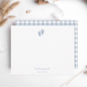 Carte De Remerciements Empreinte Bleu Cute Bébé Garçon Nursery