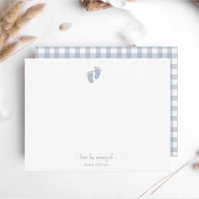 Carte De Remerciements Empreinte Bleu Cute Bébé Garçon Nursery (Créateur téléchargé)