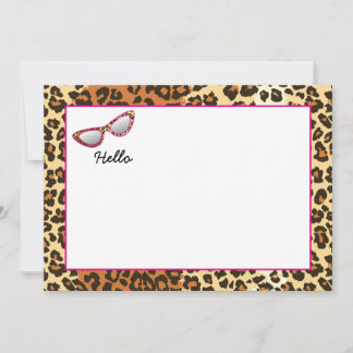 Carte De Remerciements Empreinte de léopard de lunettes oculaires Cat ave