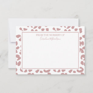 Carte De Remerciements Empreinte de léopard personnalisé Dusty rose et bl