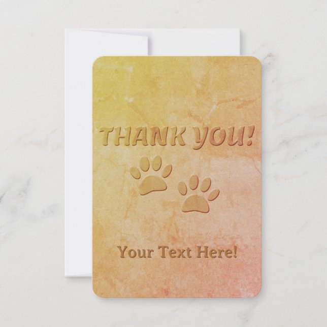 Carte De Remerciements Empreinte de patte De Chien Et Texte Personnalisé (Devant)