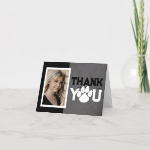 Carte De Remerciements Empreinte de patte noir et blanc Pliage 2 photo