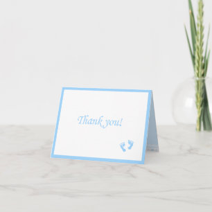 Carte De Remerciements Empreintes Bébé Bleues-Merci