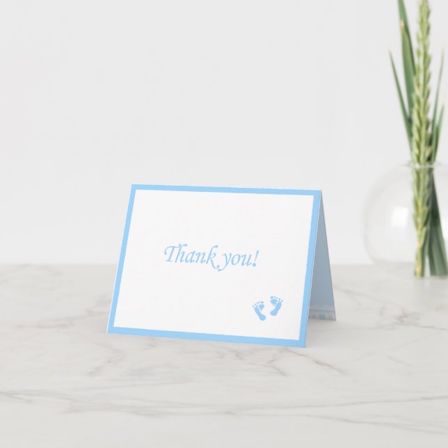 Carte De Remerciements Empreintes Bébé Bleues-Merci (Devant)