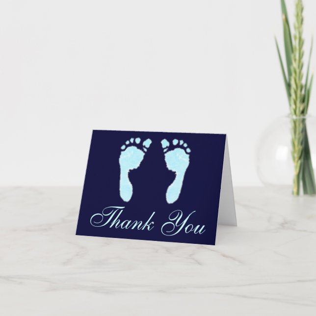 Carte De Remerciements Empreintes bébé (Garçon) (Devant)