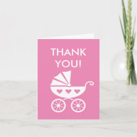 Carte de remerciements en baby shower rose avec pr