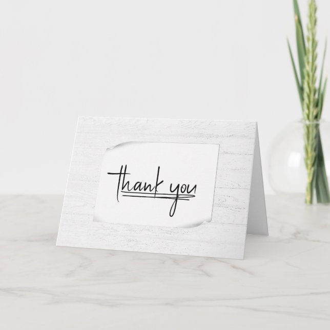 Carte de remerciements en bois blanc (Devant)