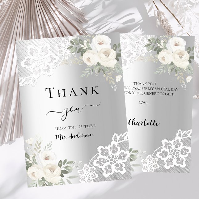 carte de remerciements en dentelle argentée (Créateur téléchargé)