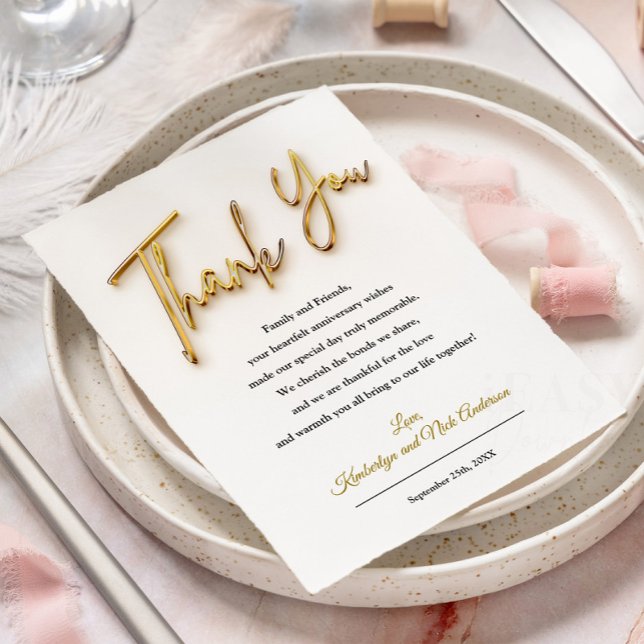 Carte de remerciements en design de texte Gold 3d (Créateur téléchargé)