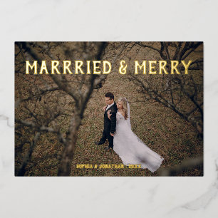 Carte de remerciements en feuille d'or mariée et j