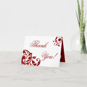 Carte De Remerciements En filigrane floral plié de rouge cramoisi de