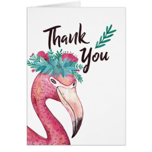 Carte de remerciements en Flamant rose rose