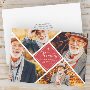 Carte De Remerciements En Mémoire Amoureuse Croix moderne Multiphoto