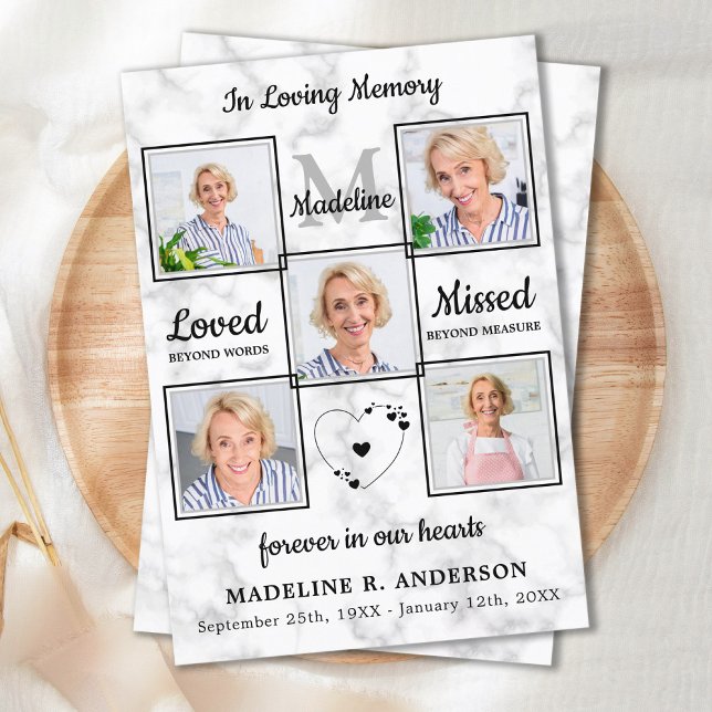 Carte De Remerciements En mémoire d'amour Collage photo Sympathie funérai (Créateur téléchargé)