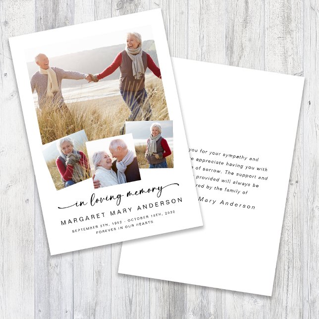 Carte De Remerciements En Mémoire d'amour Quatre photos Sympathie funérai (Créateur téléchargé)