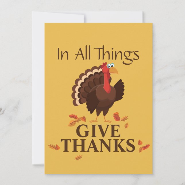 Carte De Remerciements En Toutes Choses Remercient La Turquie Thanksgivin (Devant)