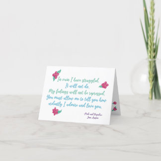 Carte De Remerciements En Vain J'Ai Lutté - Jane Austen Love Card