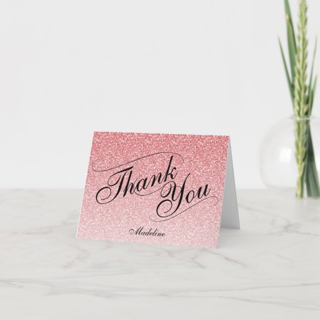 Carte de remerciements en verre rose clair (Devant)