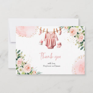 Carte de remerciements en vêtements roses