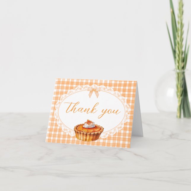 Carte De Remerciements en vichy Baby shower à tarte Little Cutie (Devant)