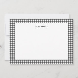 Carte De Remerciements En vichy simple en noir et blanc personnalisé