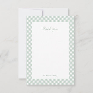 Carte De Remerciements En vichy vert mignon baby shower personnalisé