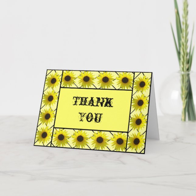 Carte de remerciements encadrée de tournesol (Devant)